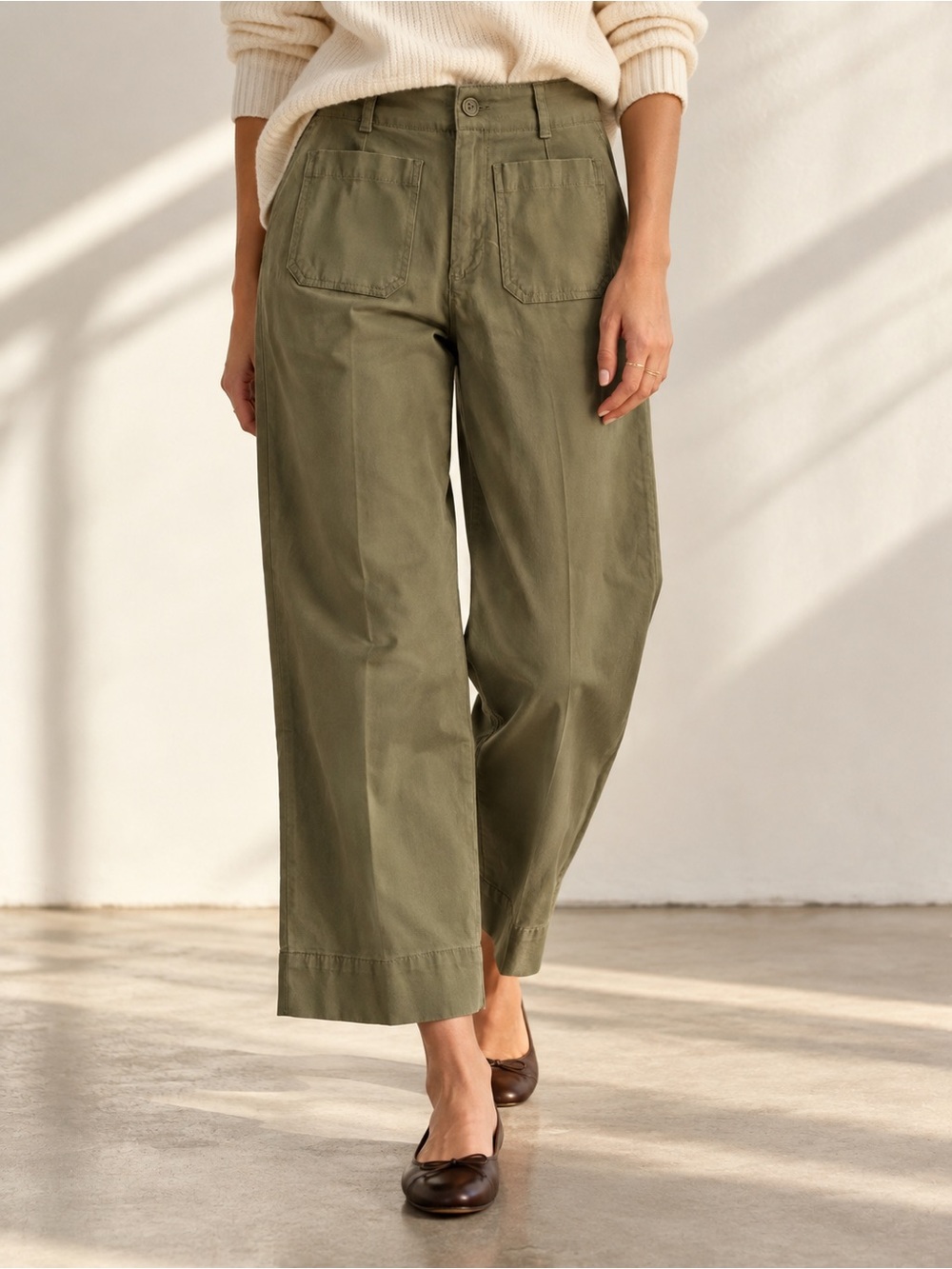 NWT Bagatelle Army Green Wide Leg Crop